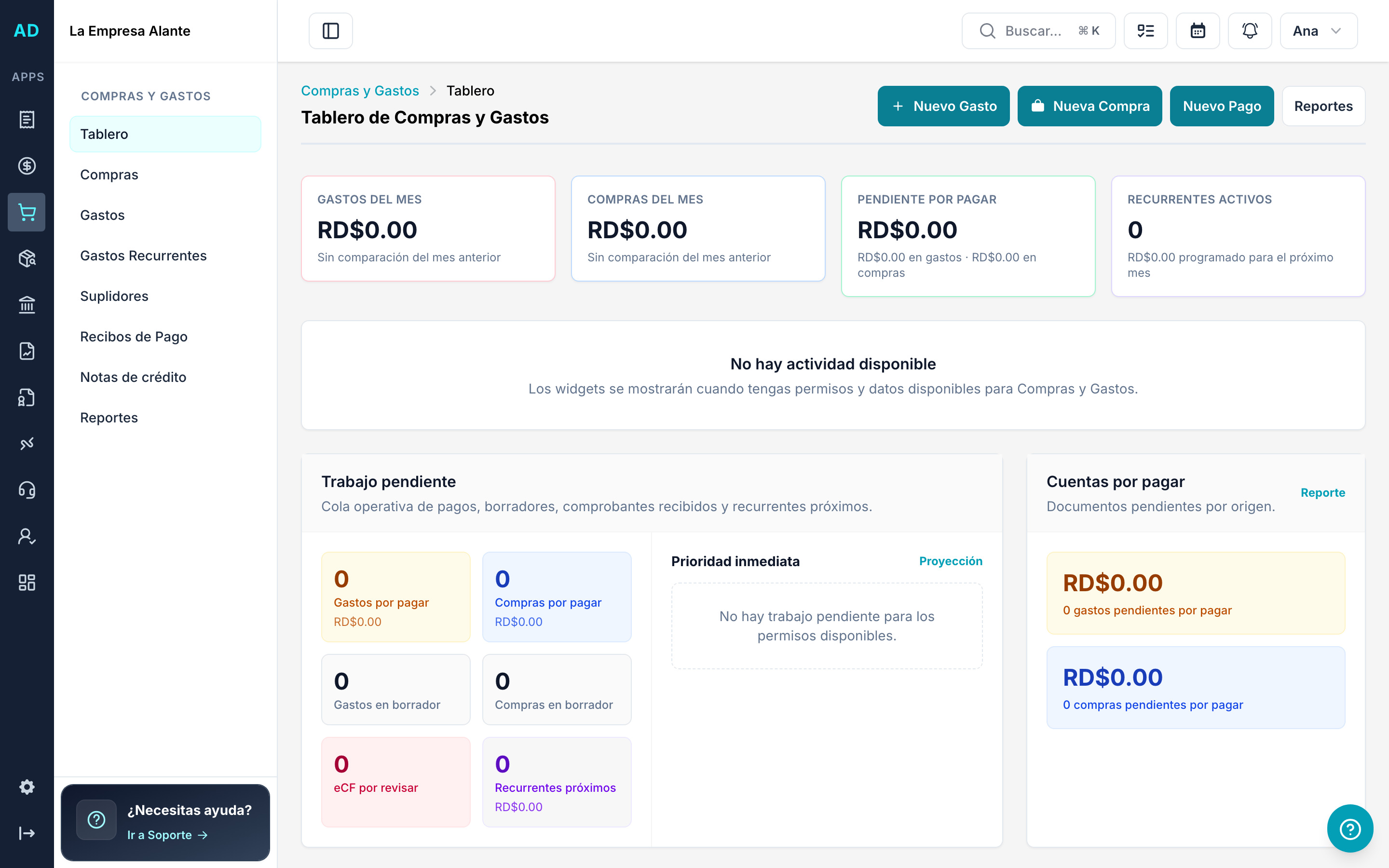 Gestión de compras y gastos